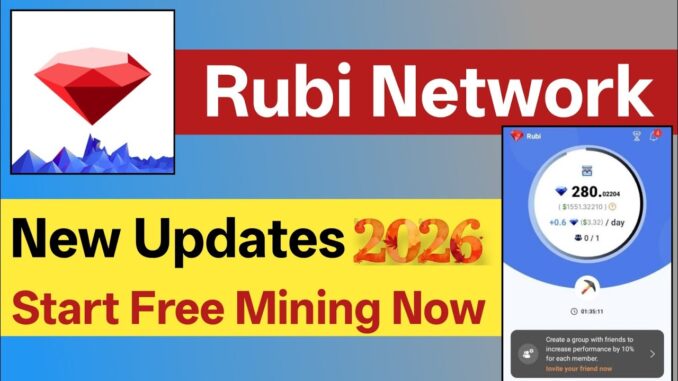 Rubi Network Airdrop updates || Rubi Network listing news || New crypto mining loot project