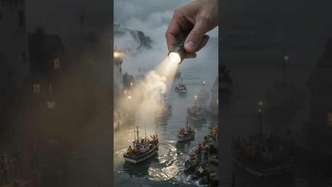 Tiny Boats Lost in Thick Fog! 🌫️ Giant Hand Guides Them Home 🔦 | AI Miniature Rescue #Shorts