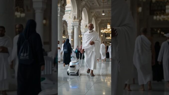 AI Companion Guides Blind Pilgrim Safely in Makkah❤️ #1millionviews Accessibility #SmartGuide #View