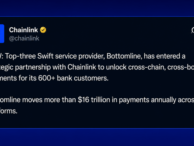 SWIFT Services Provider Taps Chainlink to Bring 600 Banks Onchain