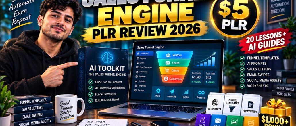 The Sales Funnel Engine PLR Review 2026: 20 Lessons + AI Guides for Just $5 + $1,000 Bonus