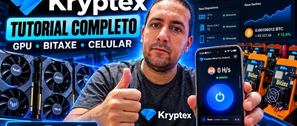 KRYPTEX 2026: TUTORIAL COMPLETO 🚀 GPU + BITAXE + CELULAR | MINERAÇÃO + POOL #bitcoin #mining #cripto